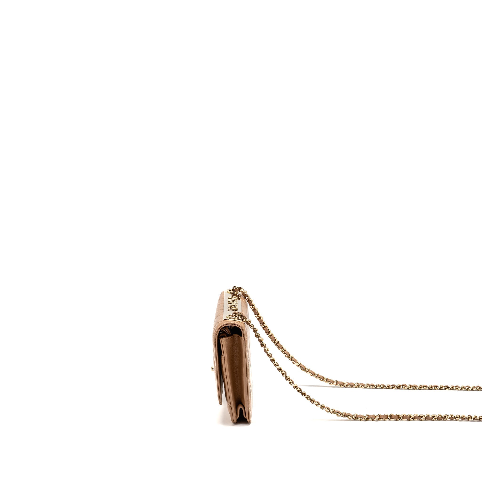 Chanel Trendy CC Wallet On Chain Lambskin Dark Beige