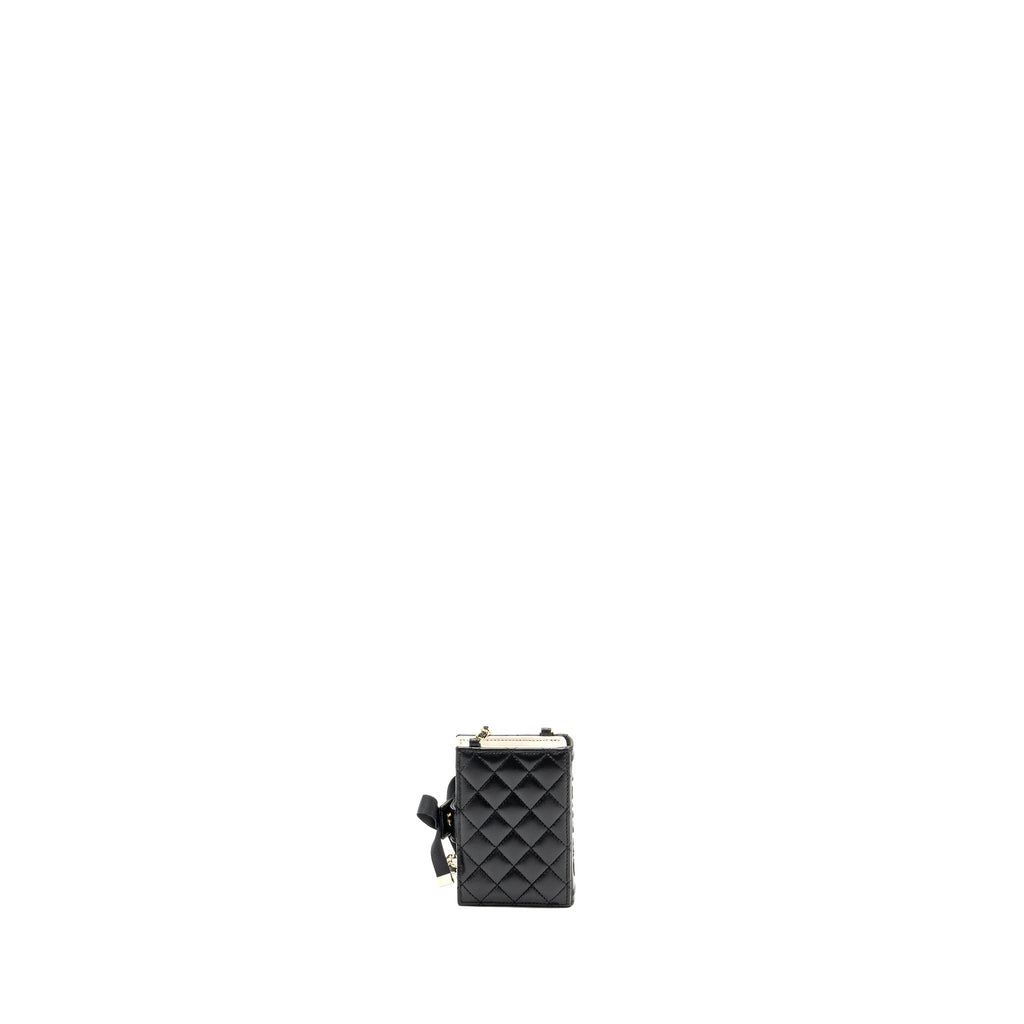 Chanel mini Book Card Holder with Chain Lambskin Black L (microchip)