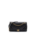 Chanel Large Flap Bag Grained Calfskin Black Brushed