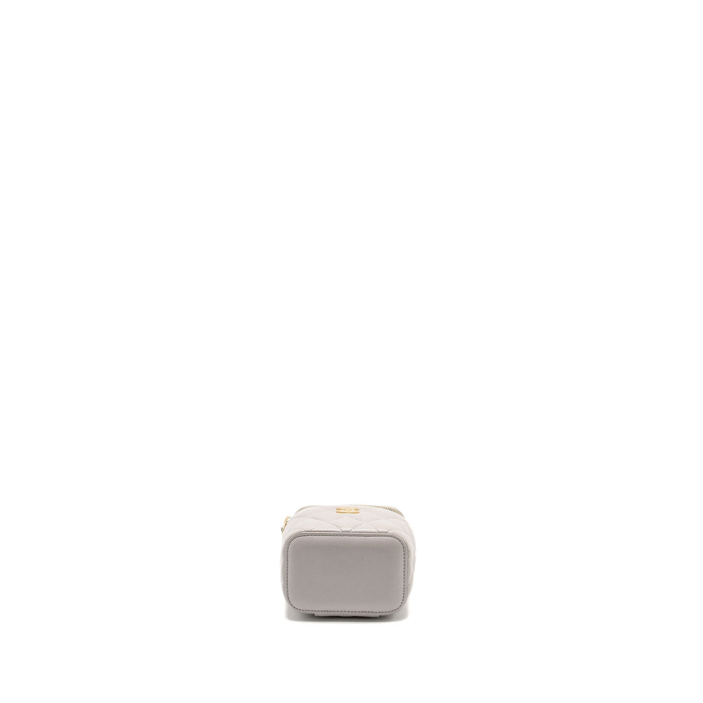 Chanel Top Handle Mini Vanity Case Lambskin Light Grey