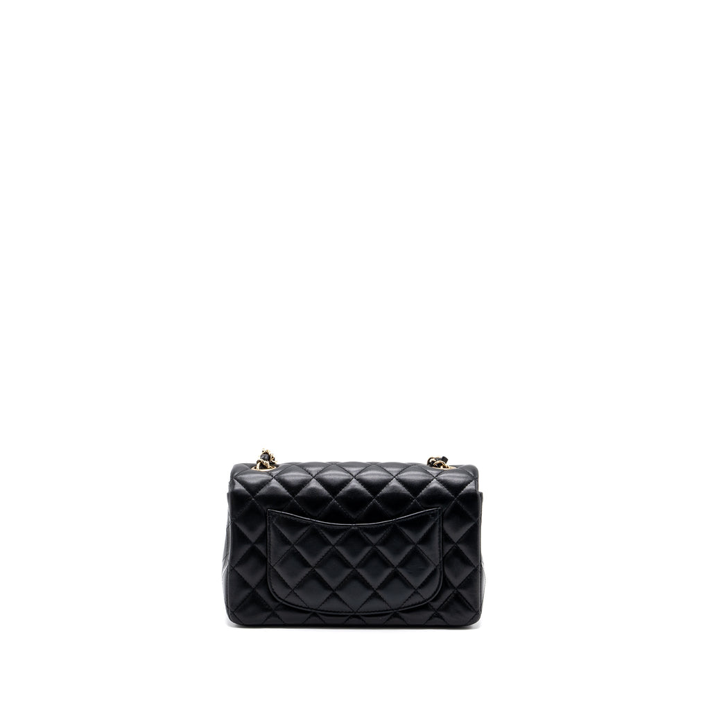 CHANEL MINI RECTANGULAR FLAP BAG LAMBSKIN BLACK L (MICROCHIP)