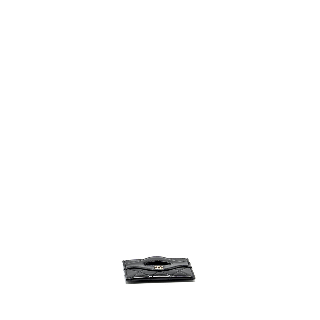 Chanel 31 card holder shiny goatskin black L (microchip)