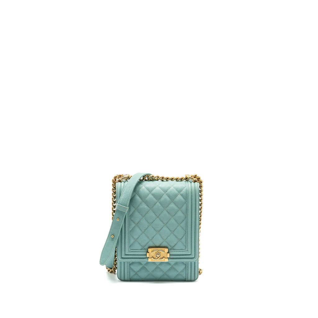 Chanel North South Boy Bag Caviar Light Blue