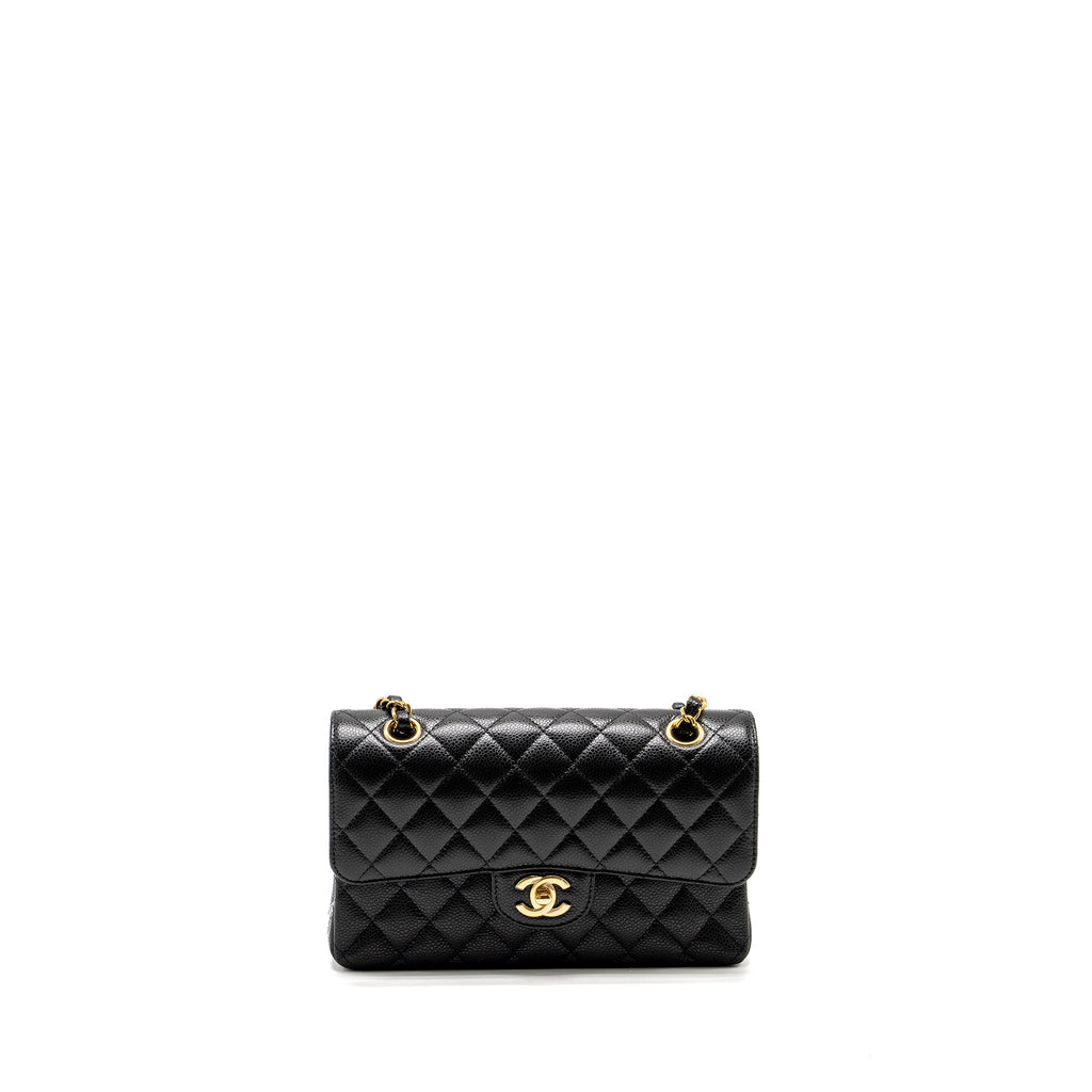 Chanel Small Classic Double FLAP BAG Caviar Black  (Microchip)