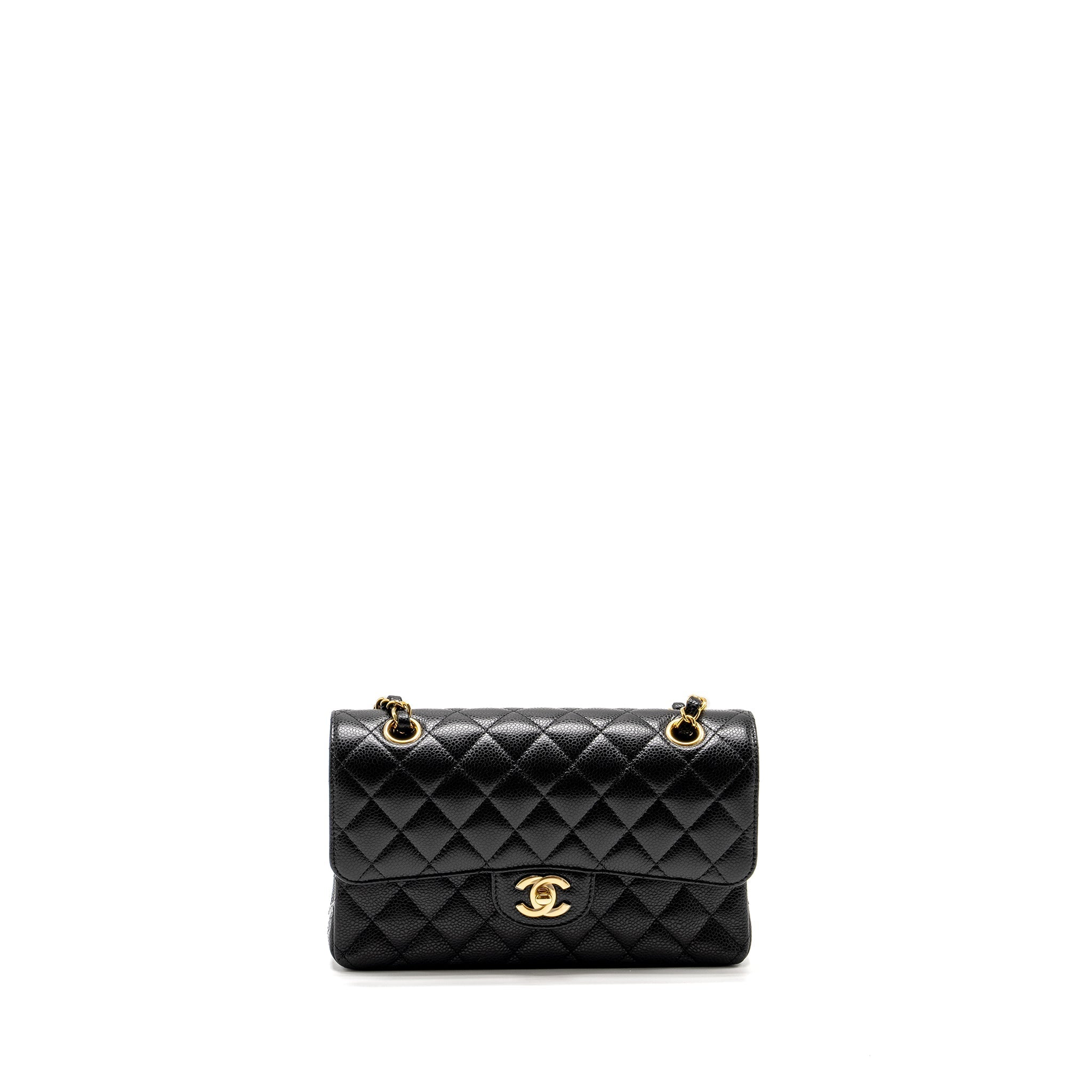 Chanel Small Classic Double FLAP BAG Caviar Black  (Microchip)