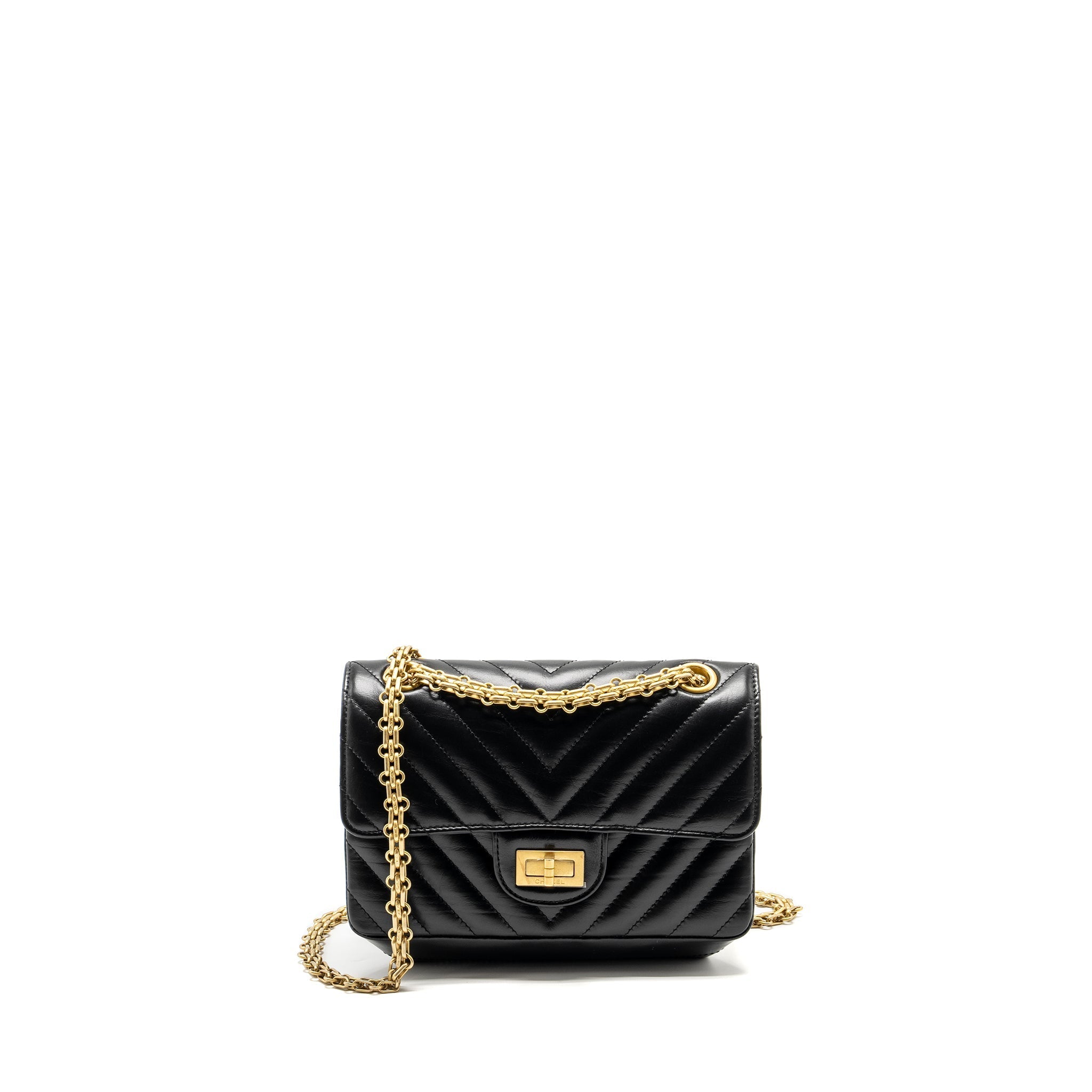 Chanel Mini 2.55 Reissue Chevron Calfskin Black  (Microchip)