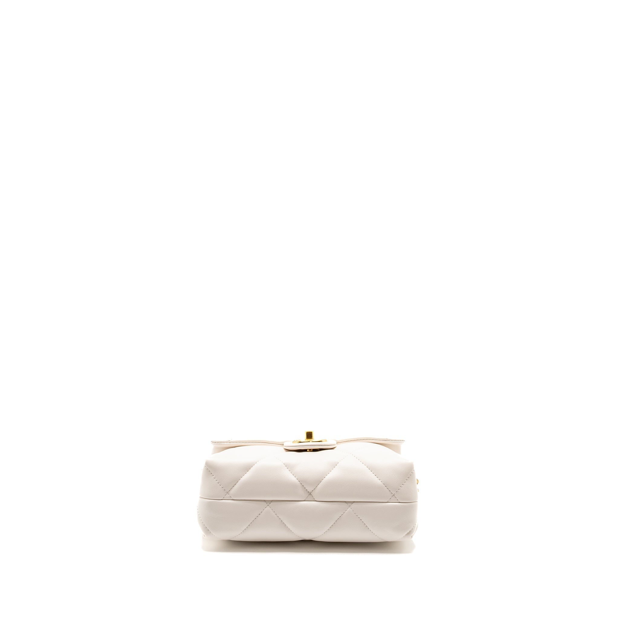 Chanel 22B Chain Cushion Flap Bag Lambskin White  (Microchip)