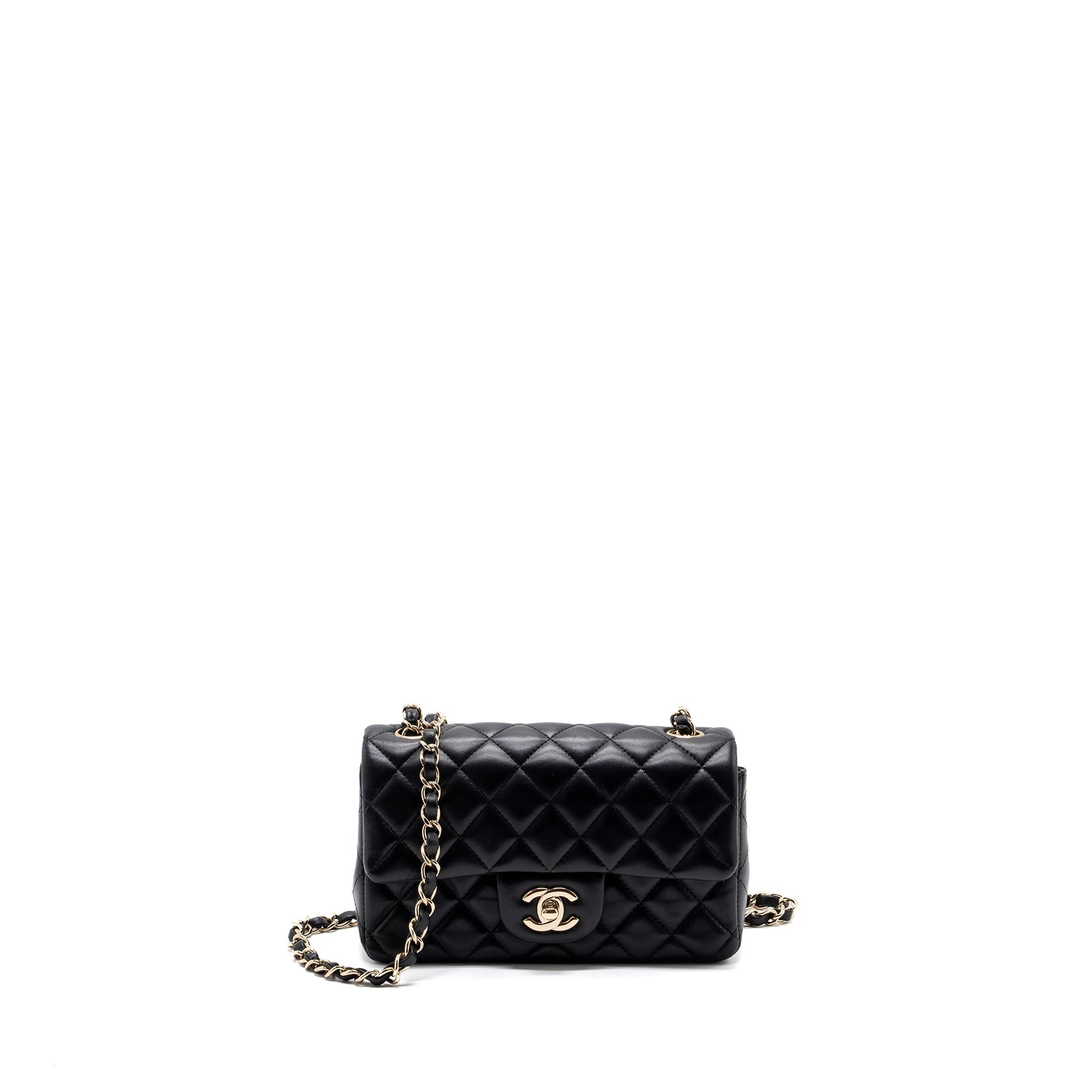 CHANEL MINI RECTANGULAR FLAP BAG LAMBSKIN BLACK L (MICROCHIP)