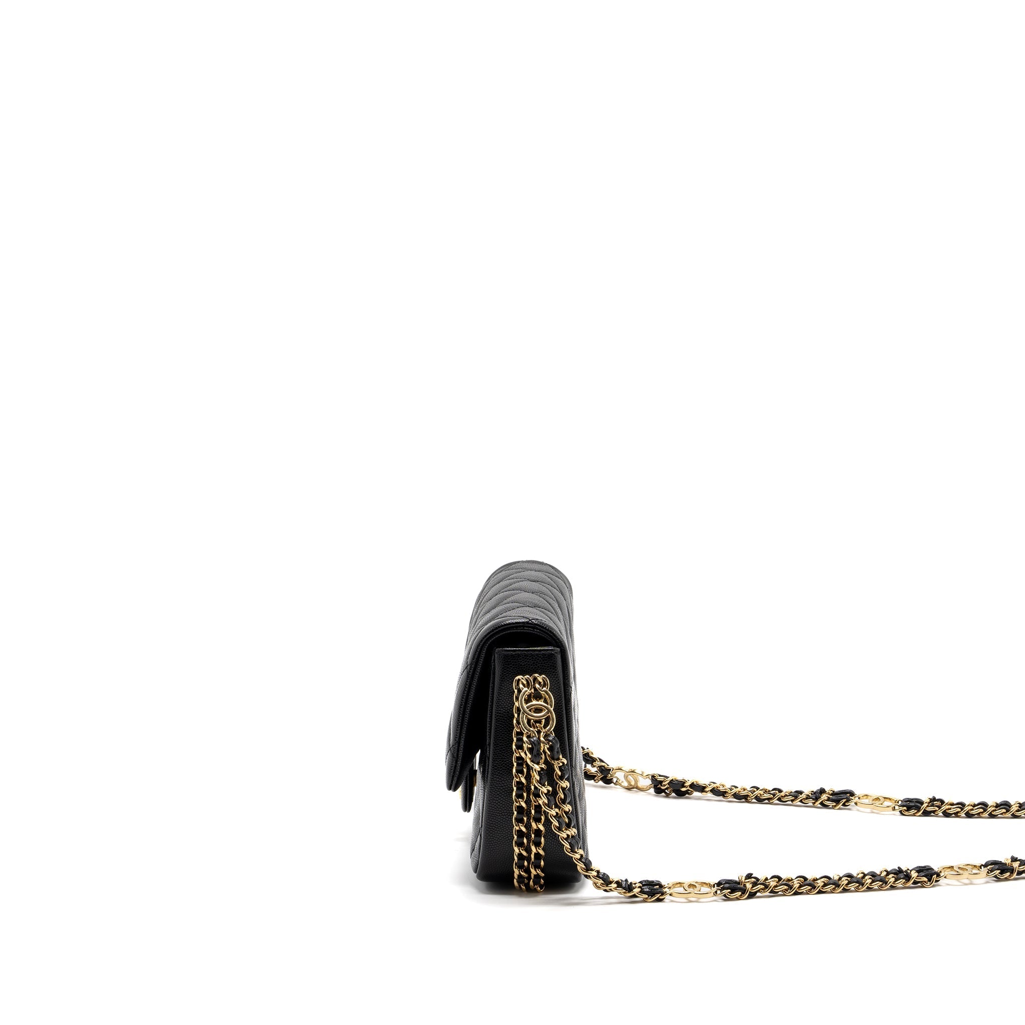 Chanel 23C flap bag with cc logo chain caviar black  (microchip)