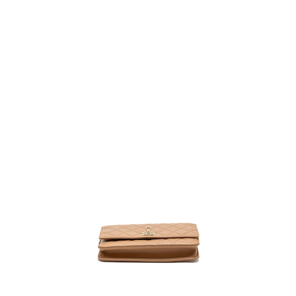 Chanel Trendy CC Wallet On Chain Lambskin Dark Beige