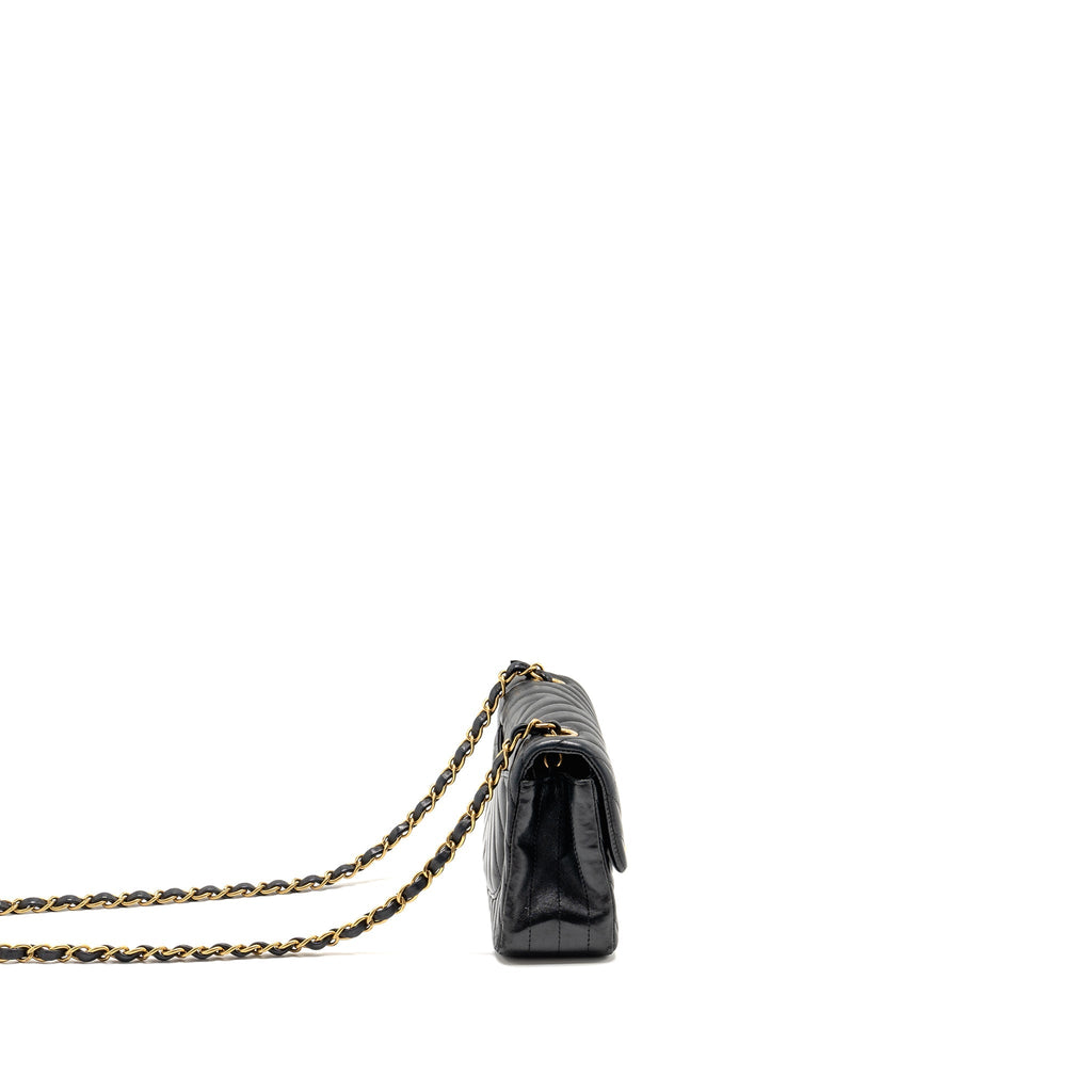 Chanel Mini Rectangular Flap Bag Chevron Lambskin Black