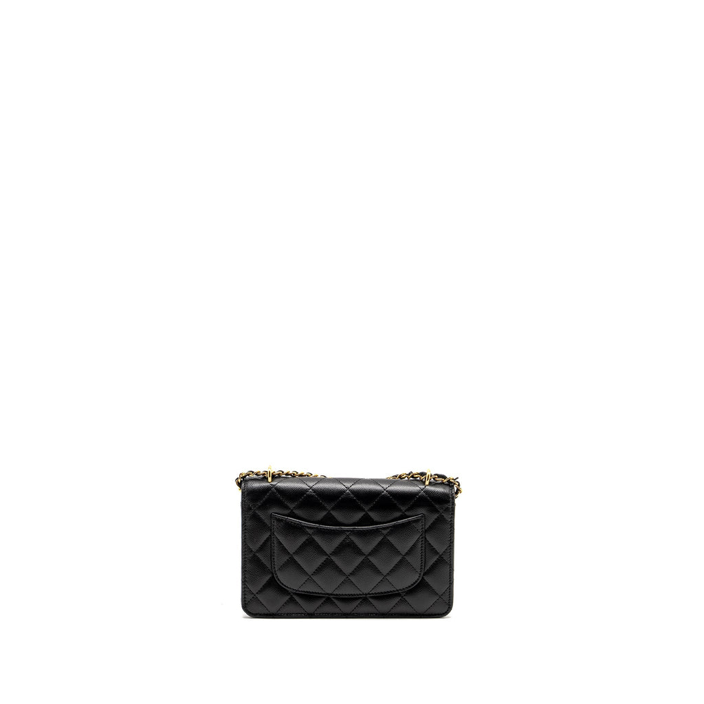 Chanel flap wallet with chain caviar black  (microchip)