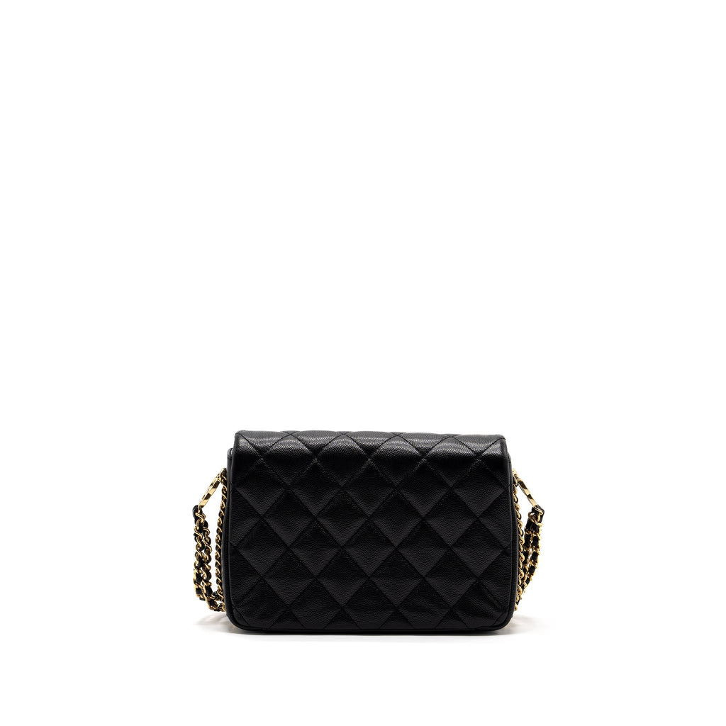 Chanel 23C flap bag with cc logo chain caviar black  (microchip)