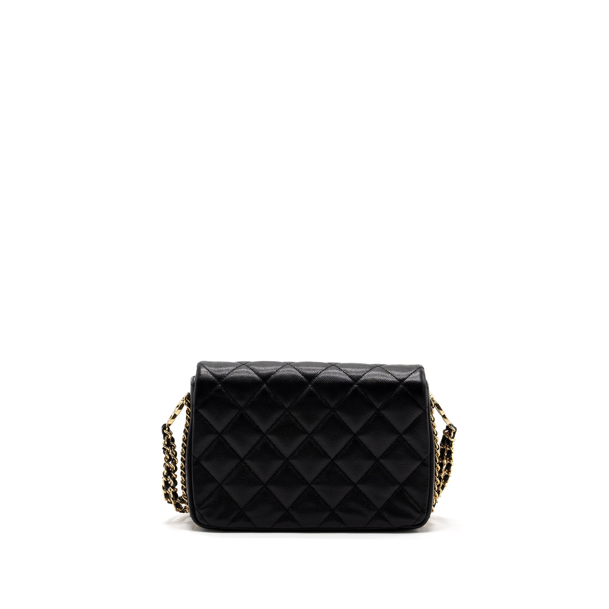 Chanel 23C flap bag with cc logo chain caviar black  (microchip)