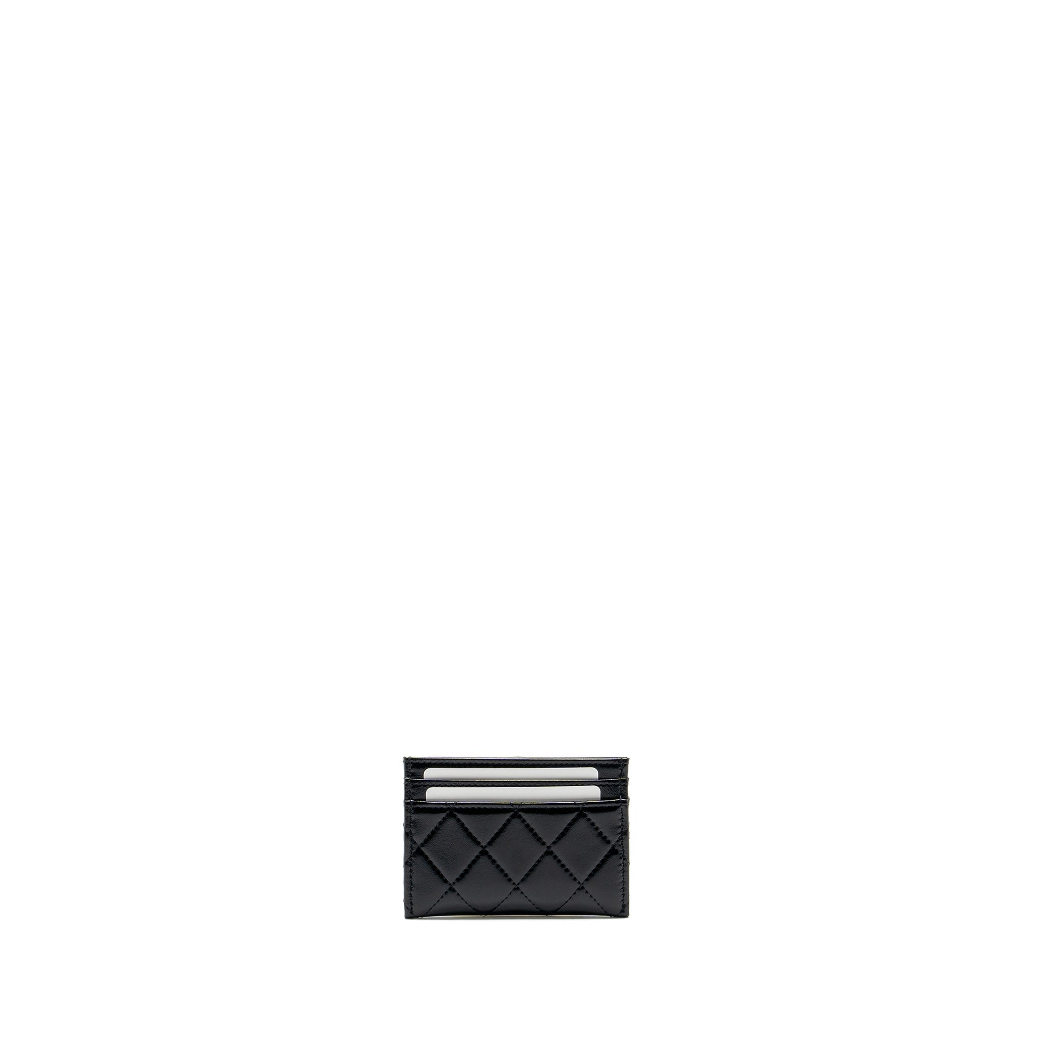 Chanel 31 card holder shiny goatskin black L (microchip)