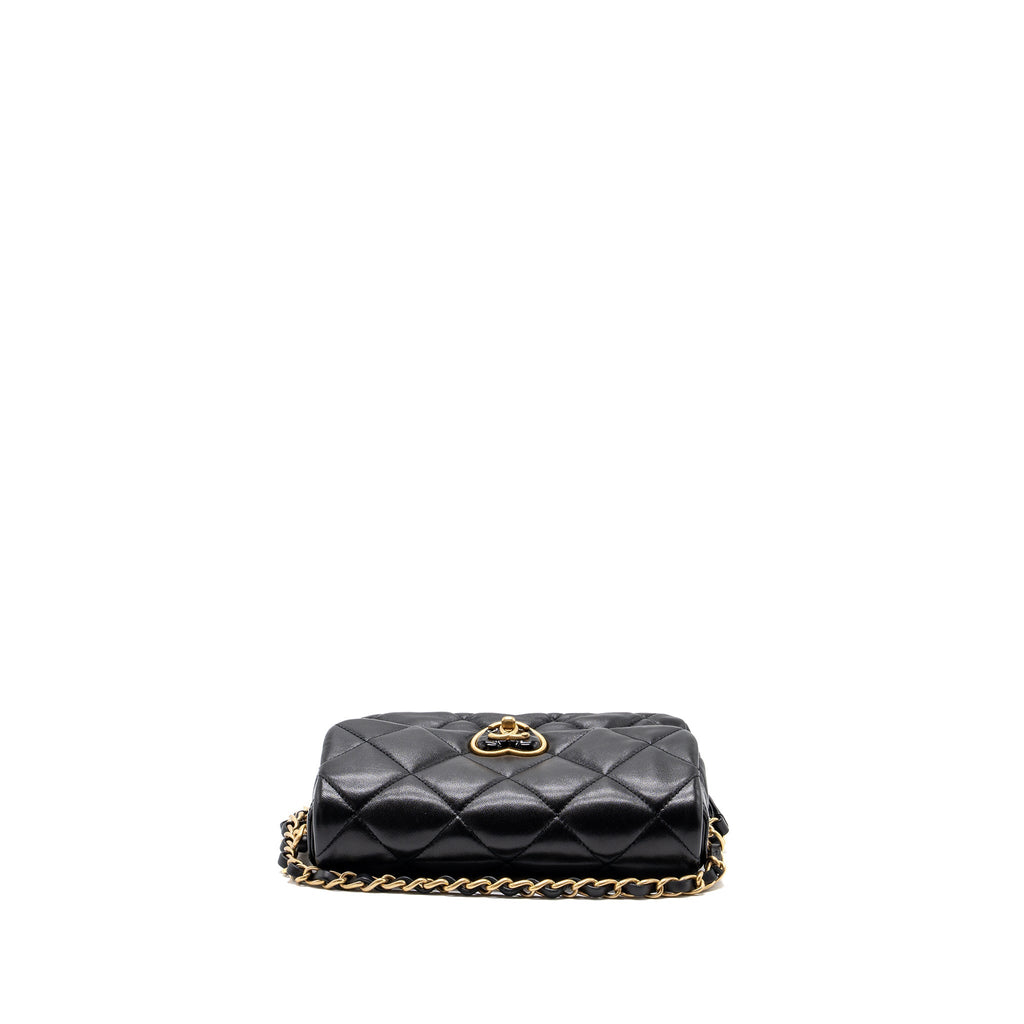 Chanel 23s Coco Love Flap Bag Lambskin Black Brushed (Microchip)