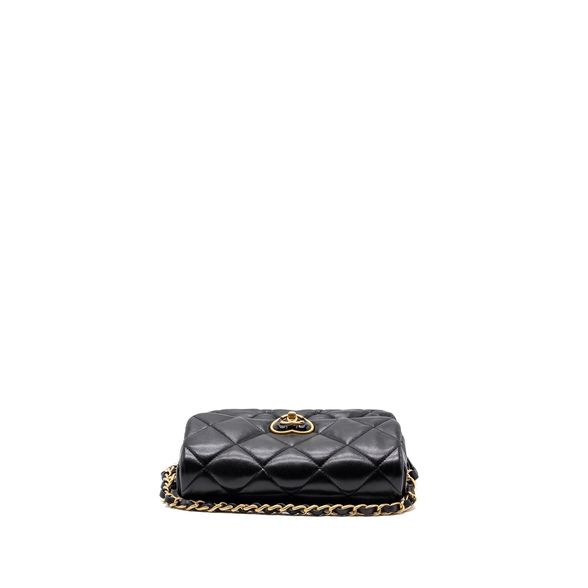 Chanel 23s Coco Love Flap Bag Lambskin Black Brushed (Microchip)