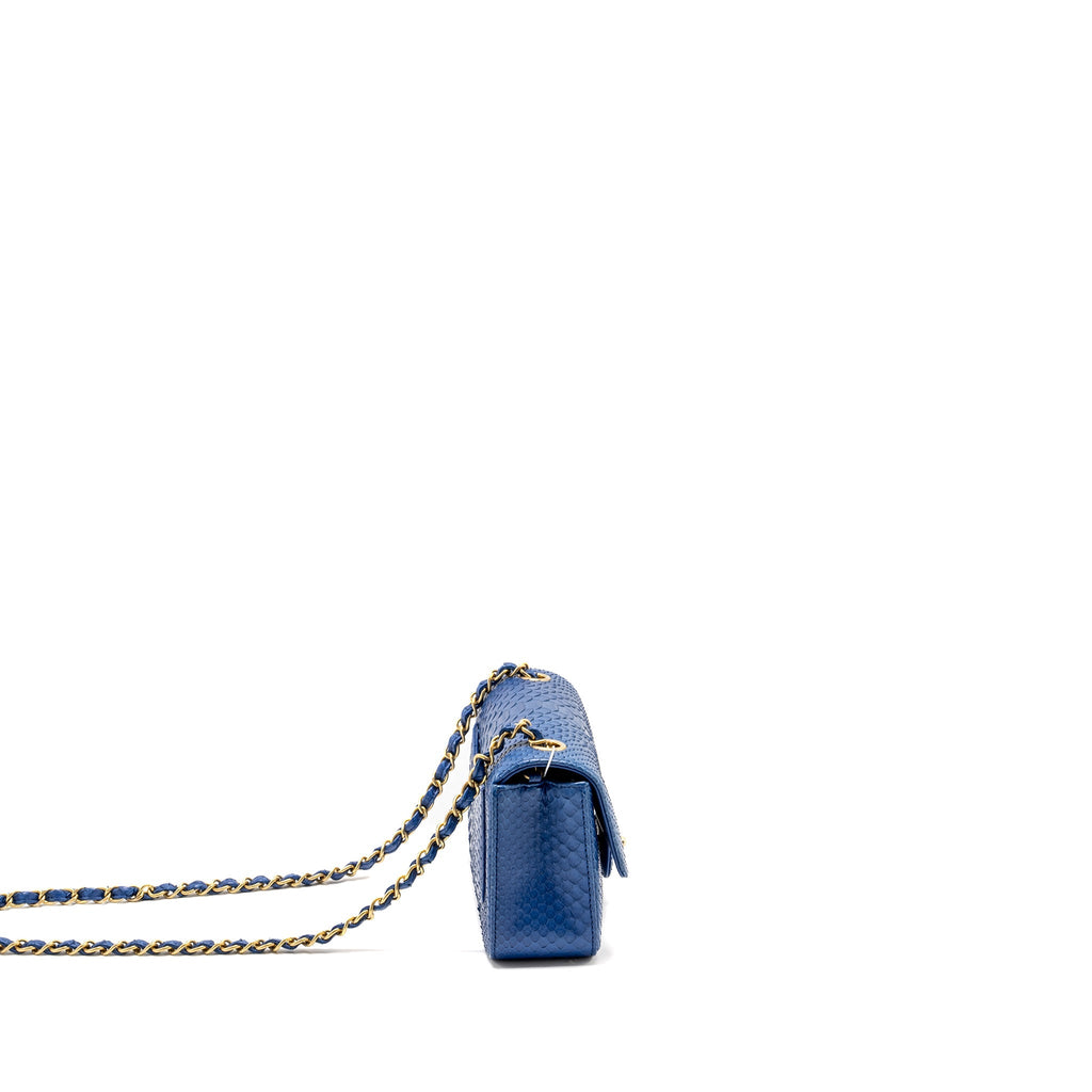 Chanel Mini Rectangular Flap Bag Python Blue