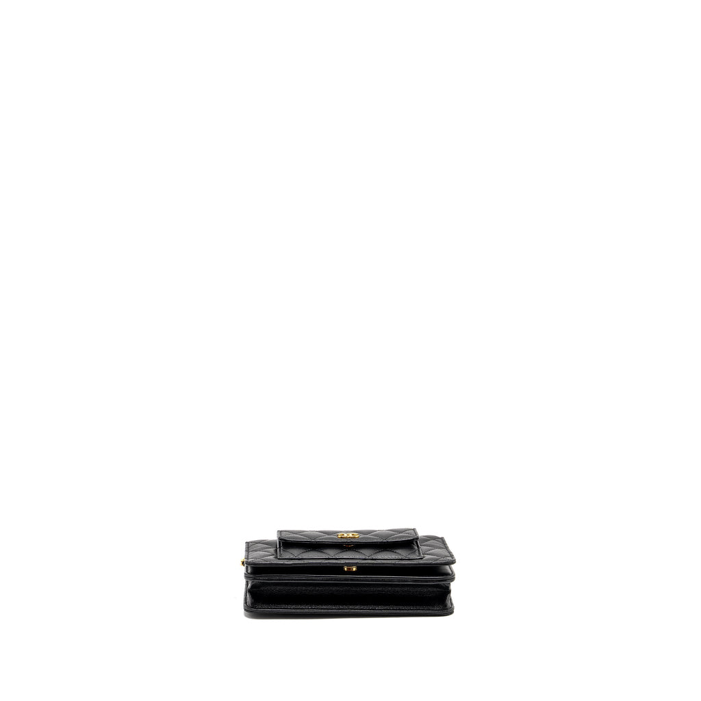 Chanel flap wallet with chain caviar black  (microchip)