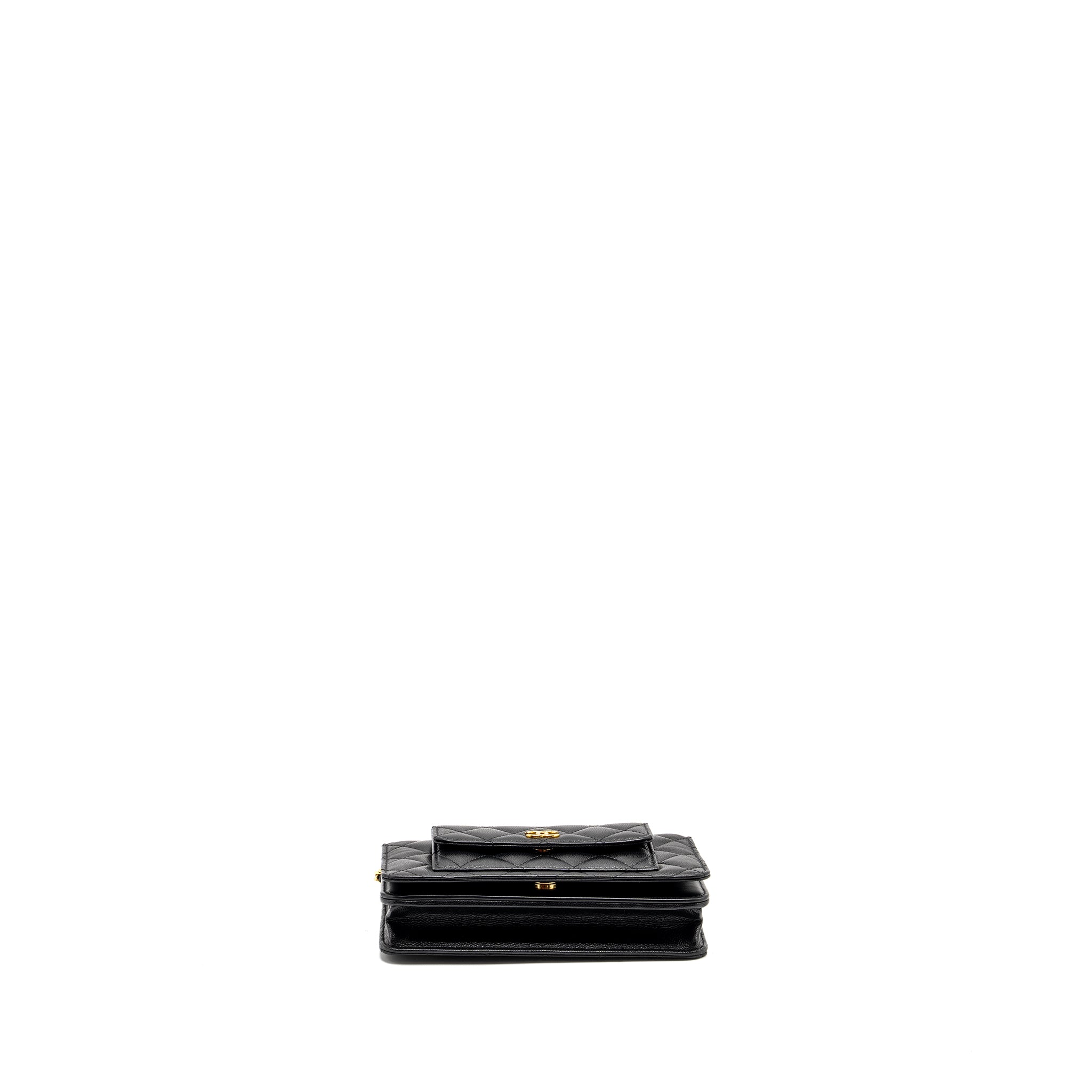 Chanel flap wallet with chain caviar black  (microchip)