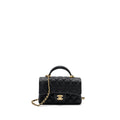 Chanel top handle mini rectangular flap bag caviar black