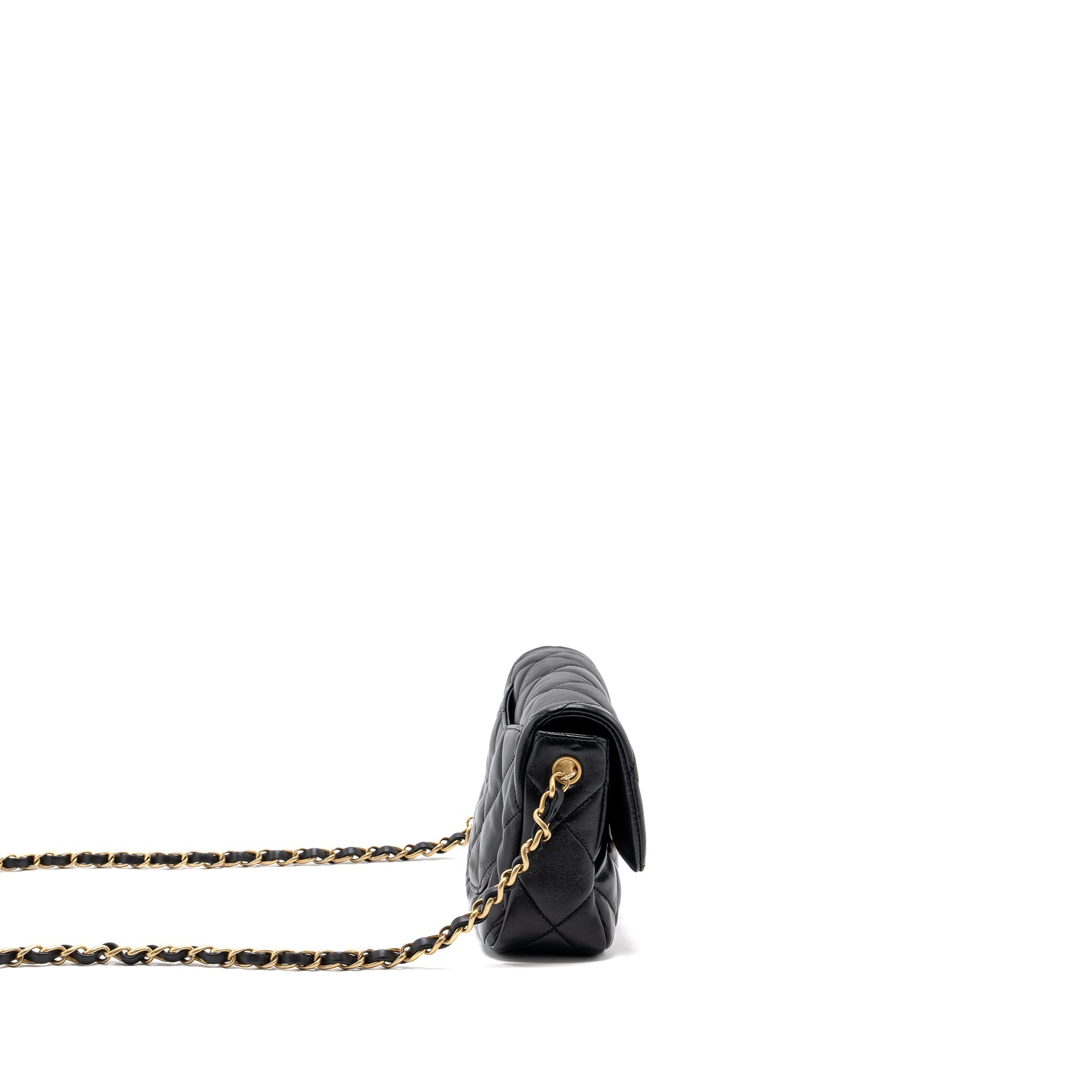 Chanel 23s Coco Love Flap Bag Lambskin Black Brushed (Microchip)