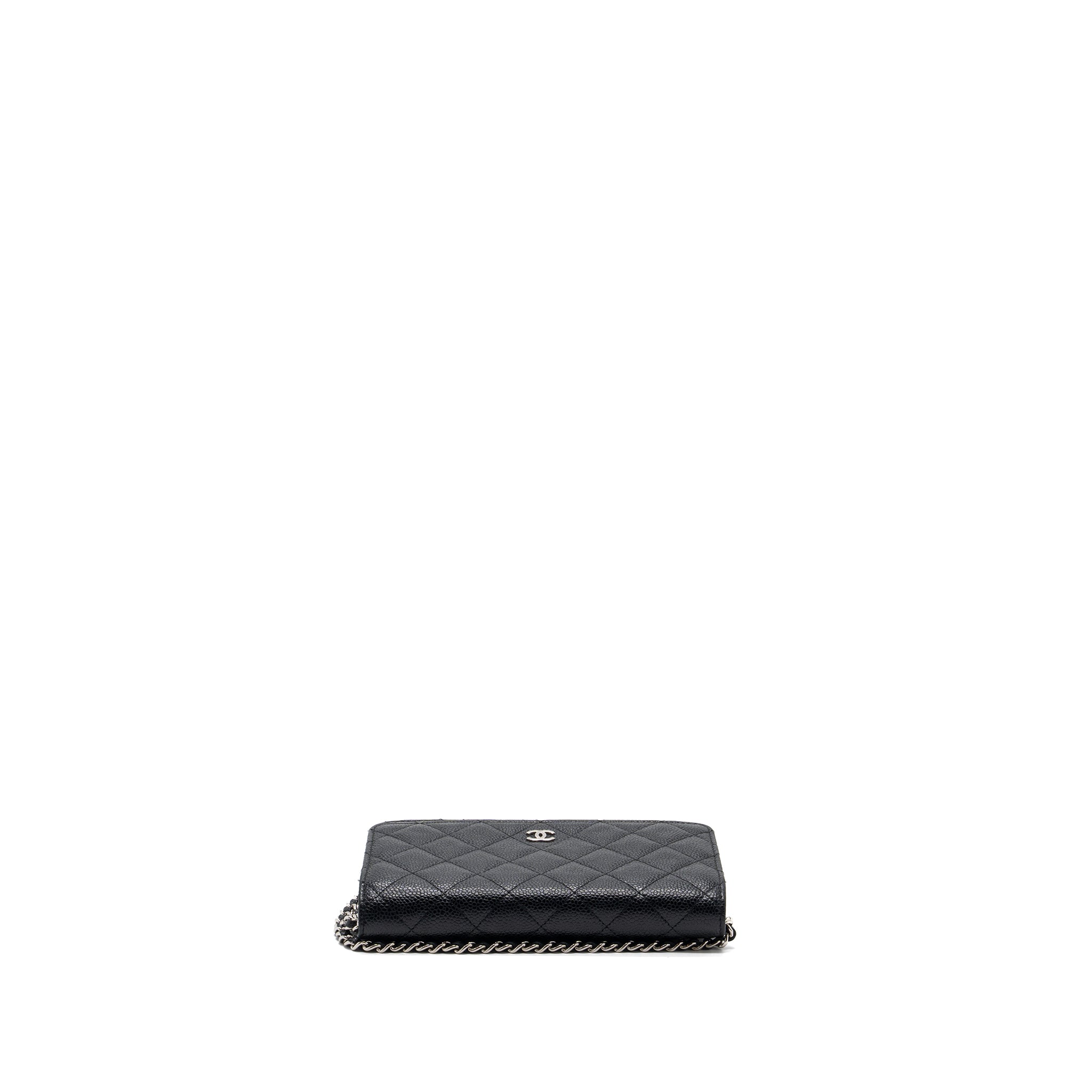 Chanel classic wallet on chain caviar black