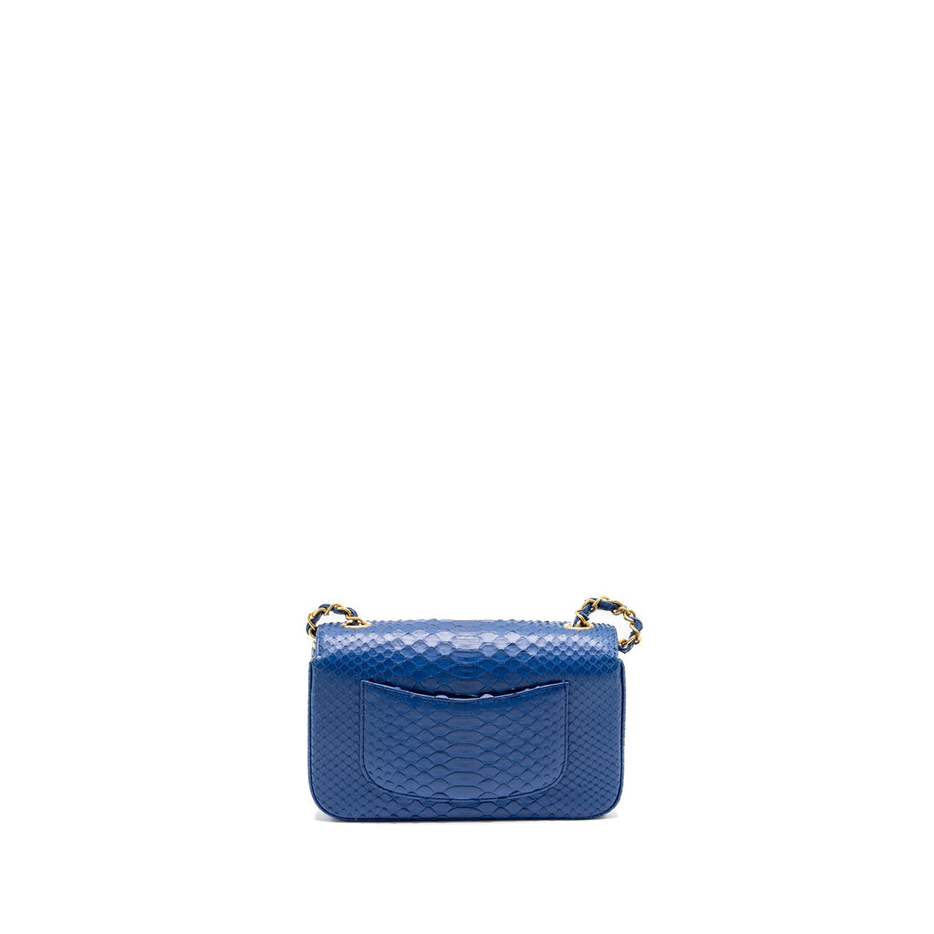 Chanel Mini Rectangular Flap Bag Python Blue