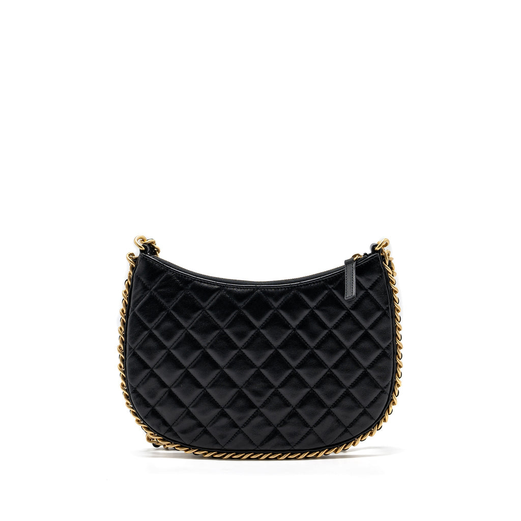 Chanel moon hobo shoulder / crossbody bag goatskin black brushed  (microchip)