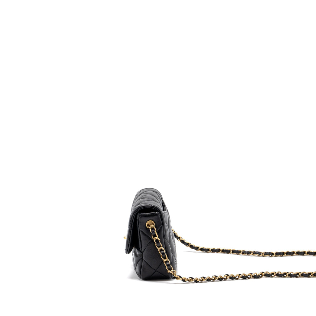 Chanel 23s Coco Love Flap Bag Lambskin Black Brushed (Microchip)