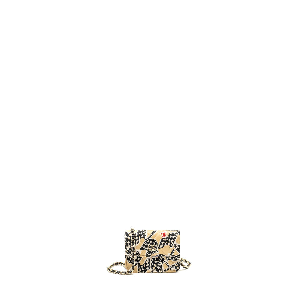 Chanel Mini flap bag Fabric Beige / Multicolour L (microchip)