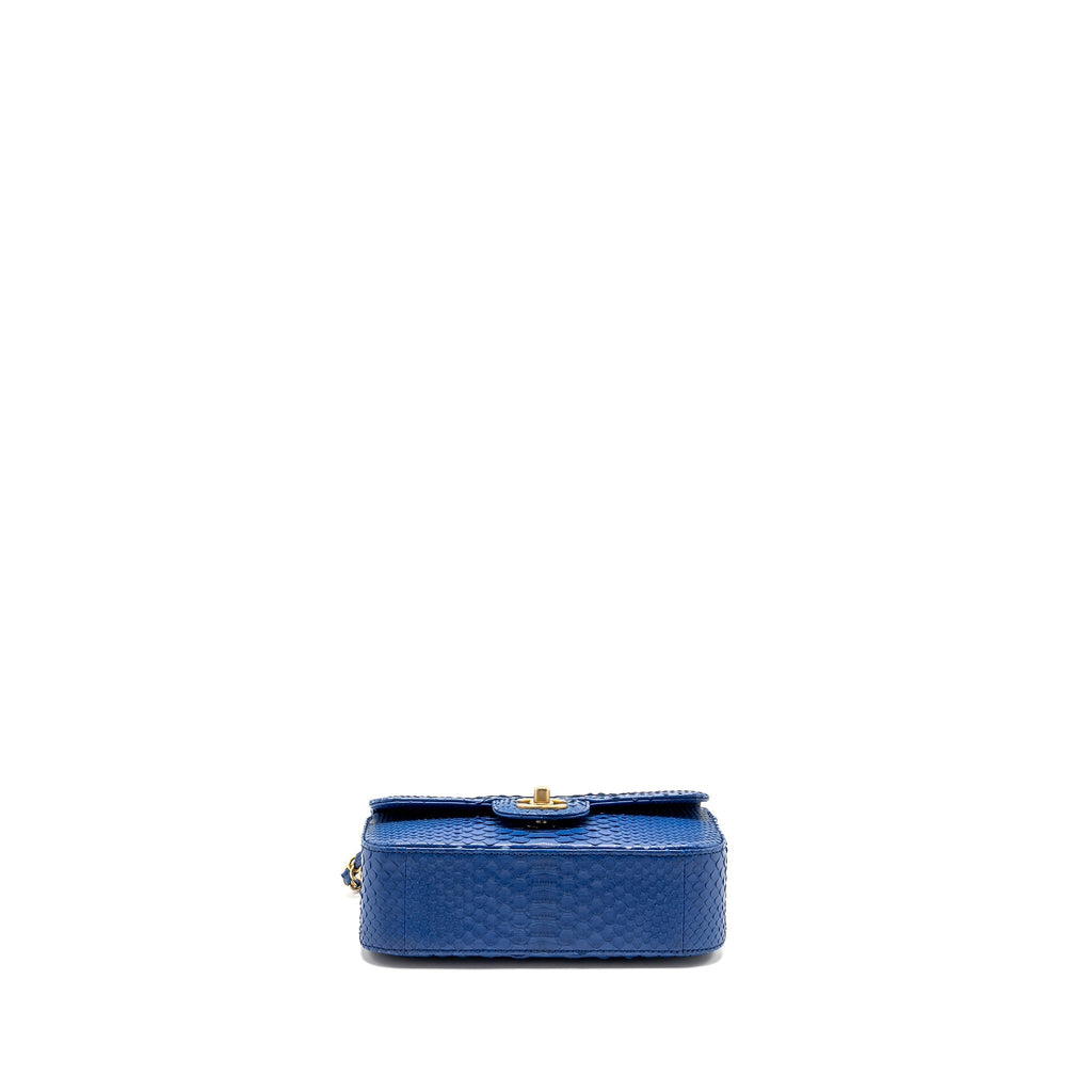 Chanel Mini Rectangular Flap Bag Python Blue