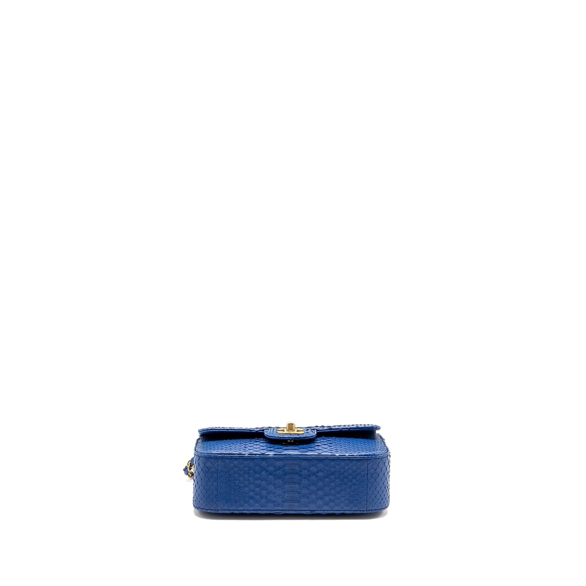 Chanel Mini Rectangular Flap Bag Python Blue