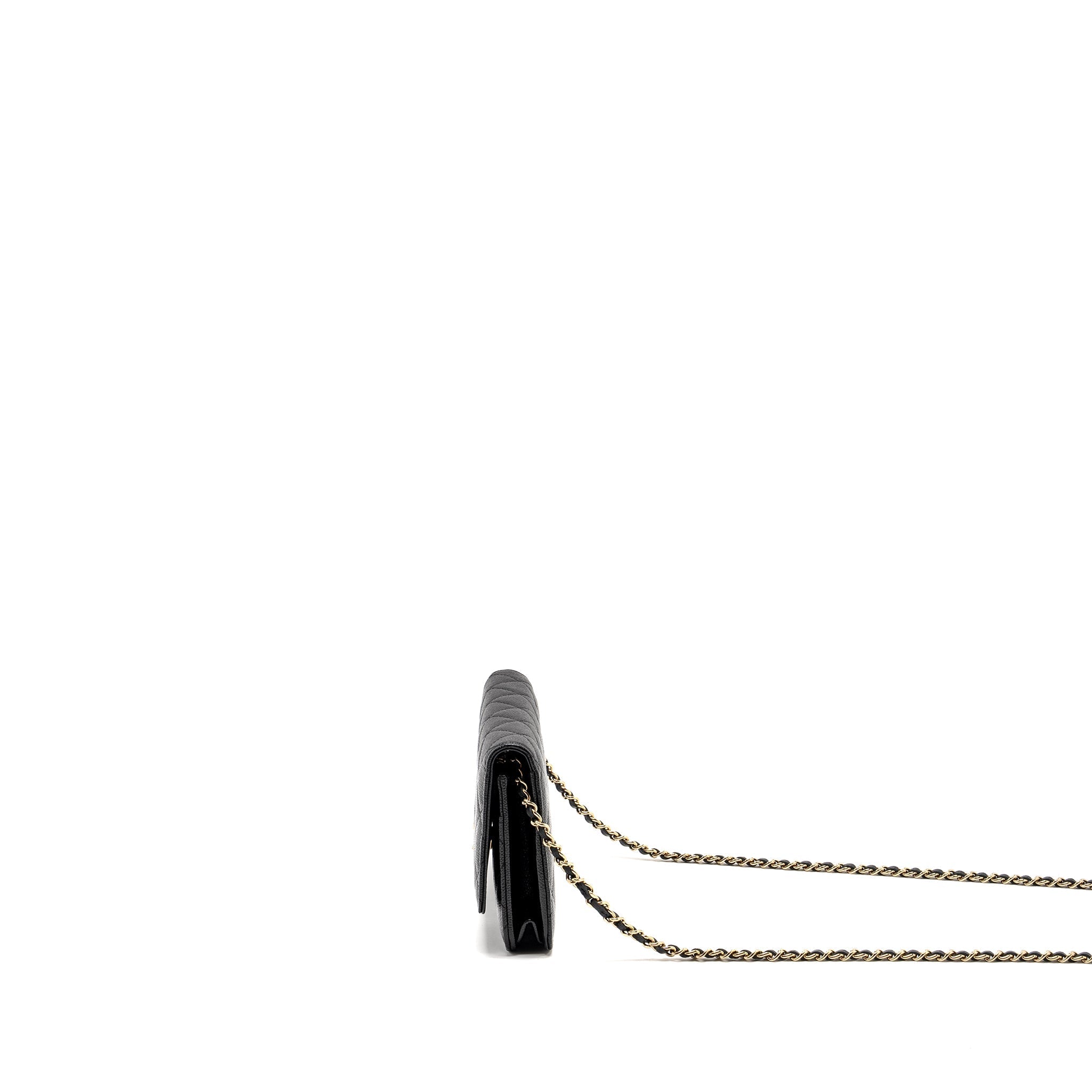 Chanel Detailed CC Logo Wallet on Chain Caviar Black  (Microchip)