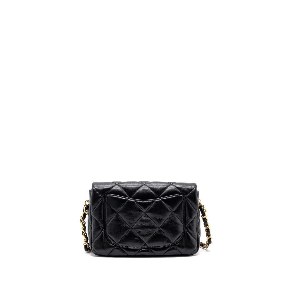 Chanel 23s Coco Love Flap Bag Lambskin Black Brushed (Microchip)
