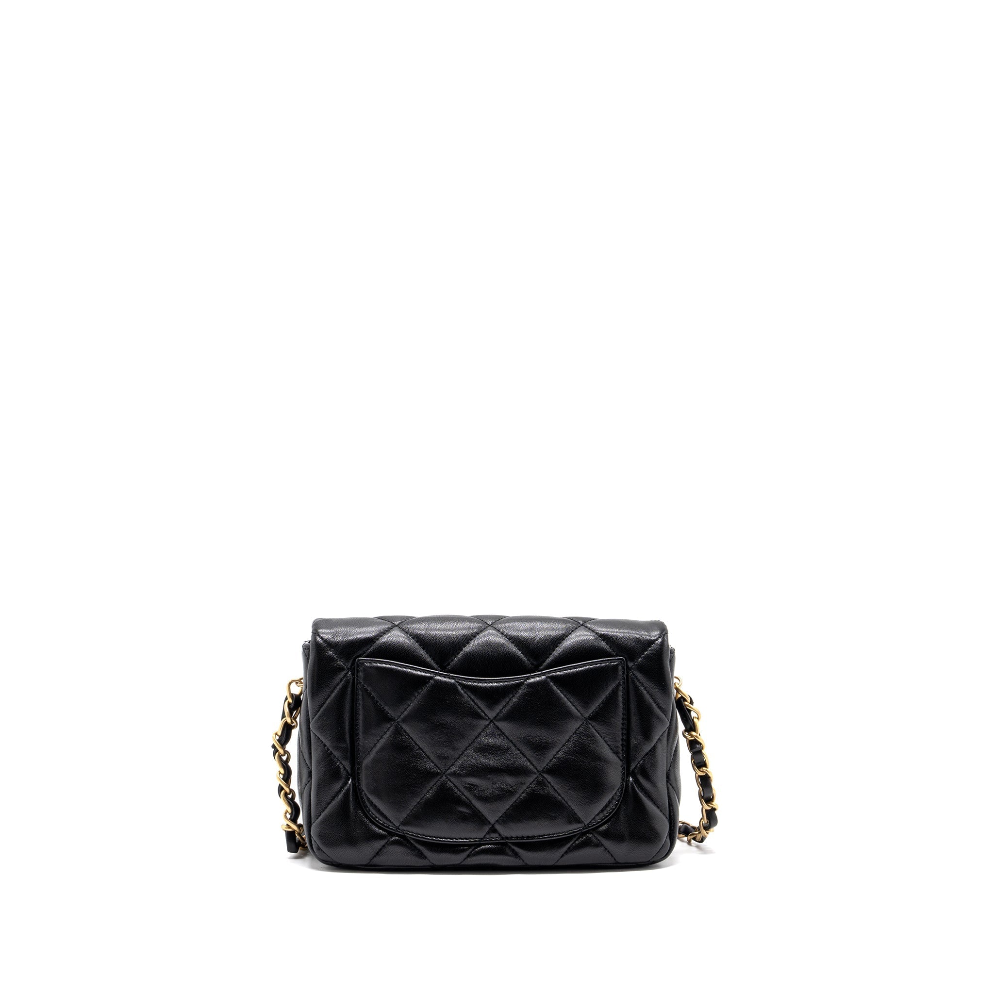 Chanel 23s Coco Love Flap Bag Lambskin Black Brushed (Microchip)