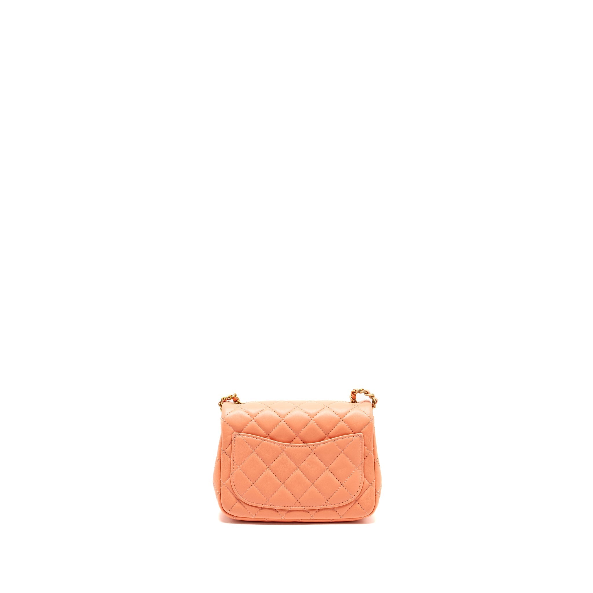 Chanel Pearl Crush Mini Square Lambskin Coral  (Microchip)