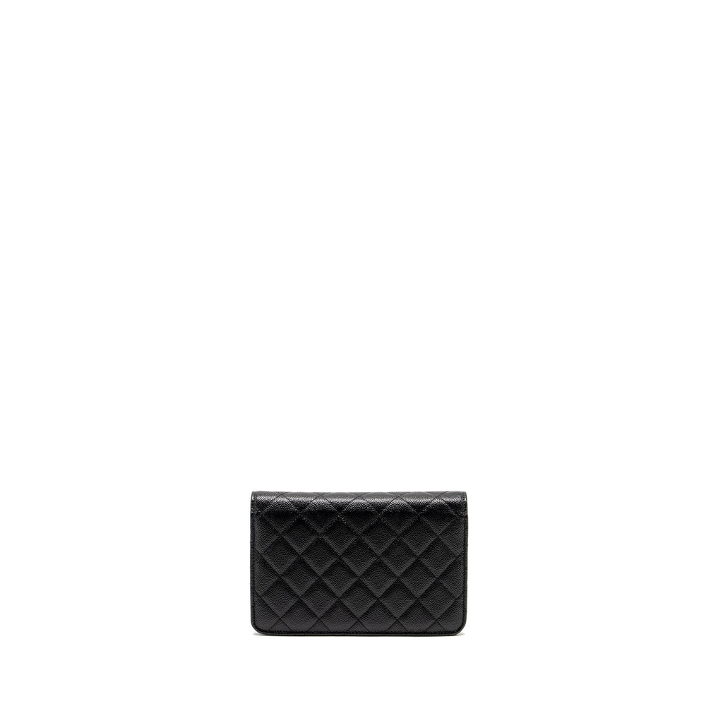 Chanel Detailed CC Logo Wallet on Chain Caviar Black  (Microchip)