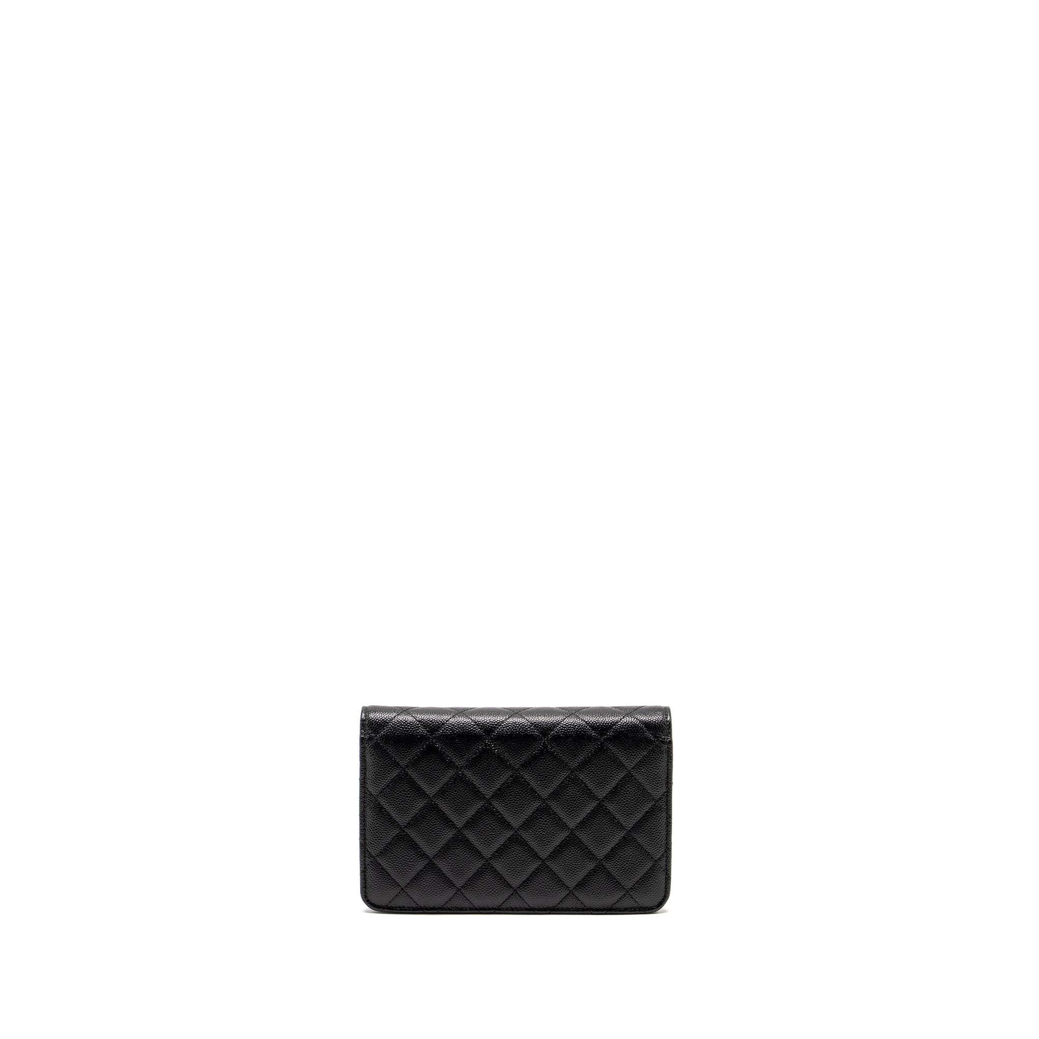 Chanel Detailed CC Logo Wallet on Chain Caviar Black  (Microchip)