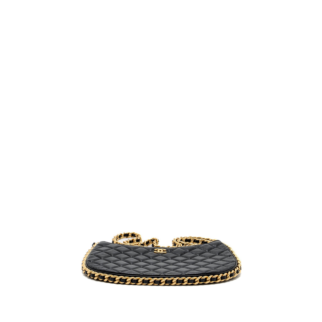 Chanel moon hobo shoulder / crossbody bag goatskin black brushed  (microchip)