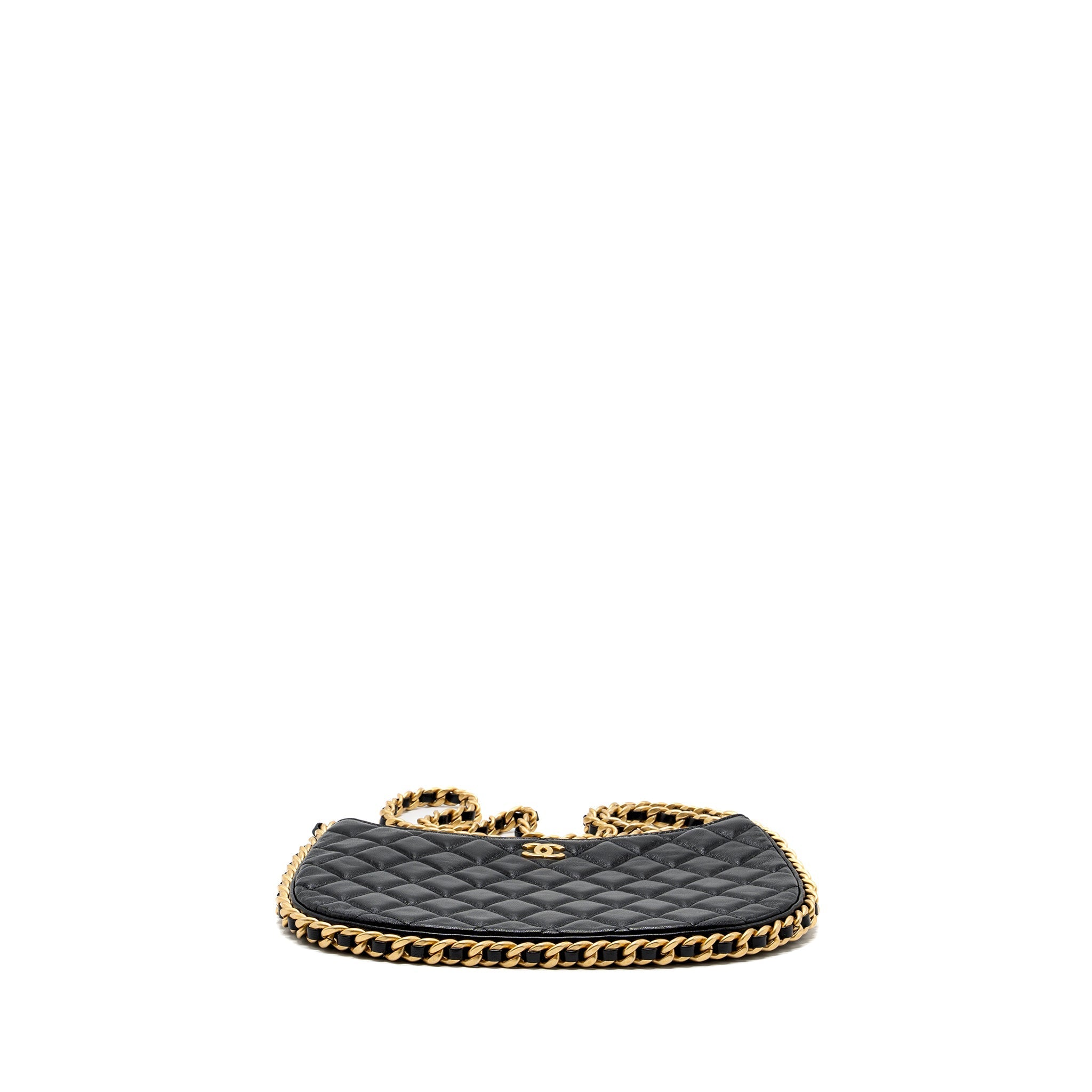 Chanel moon hobo shoulder / crossbody bag goatskin black brushed  (microchip)
