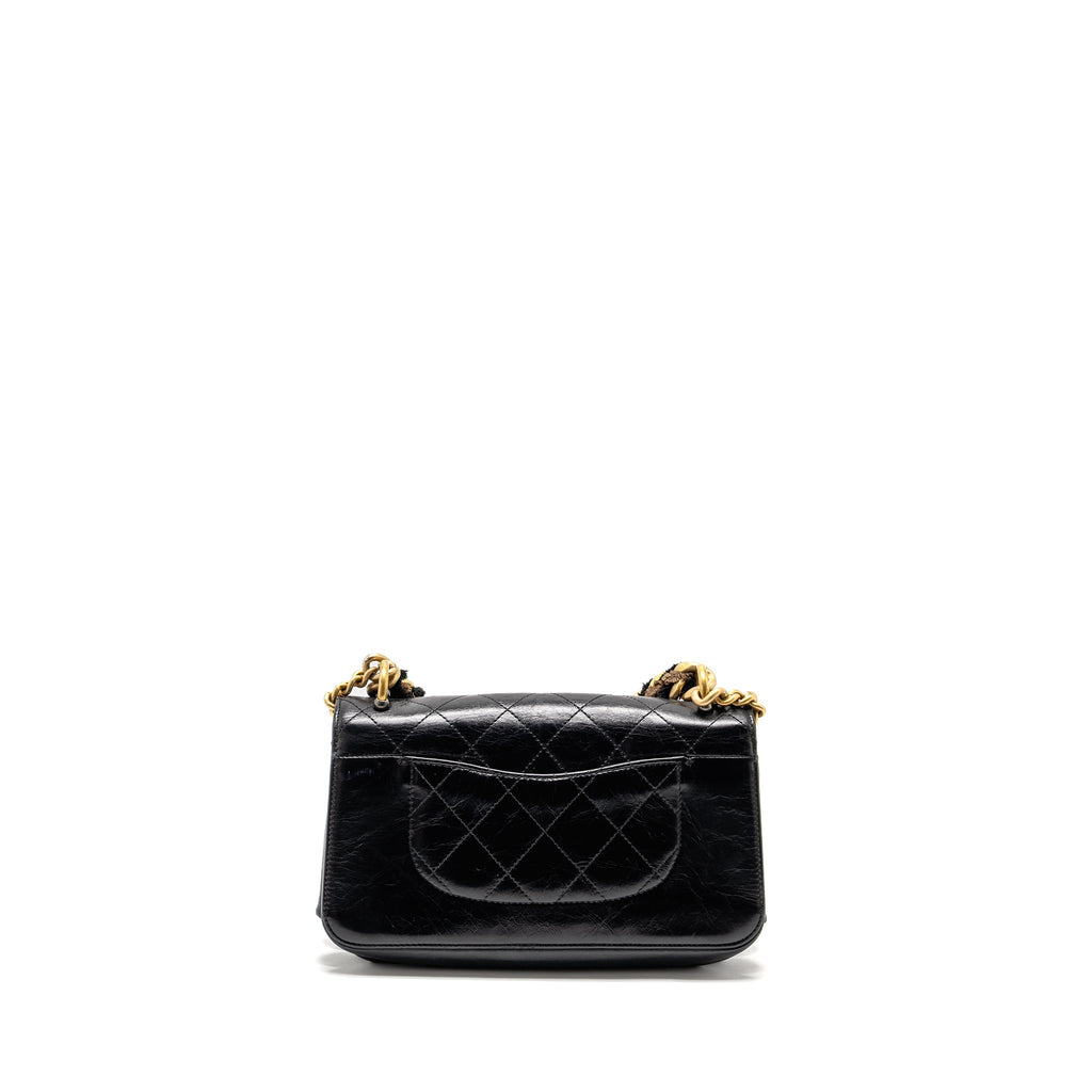 Chanel Quilted Flap Bag with Giant Chain Handle Calfskin Black
