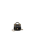 Chanel 21A top handle mini flap card holder with chain lambskin black