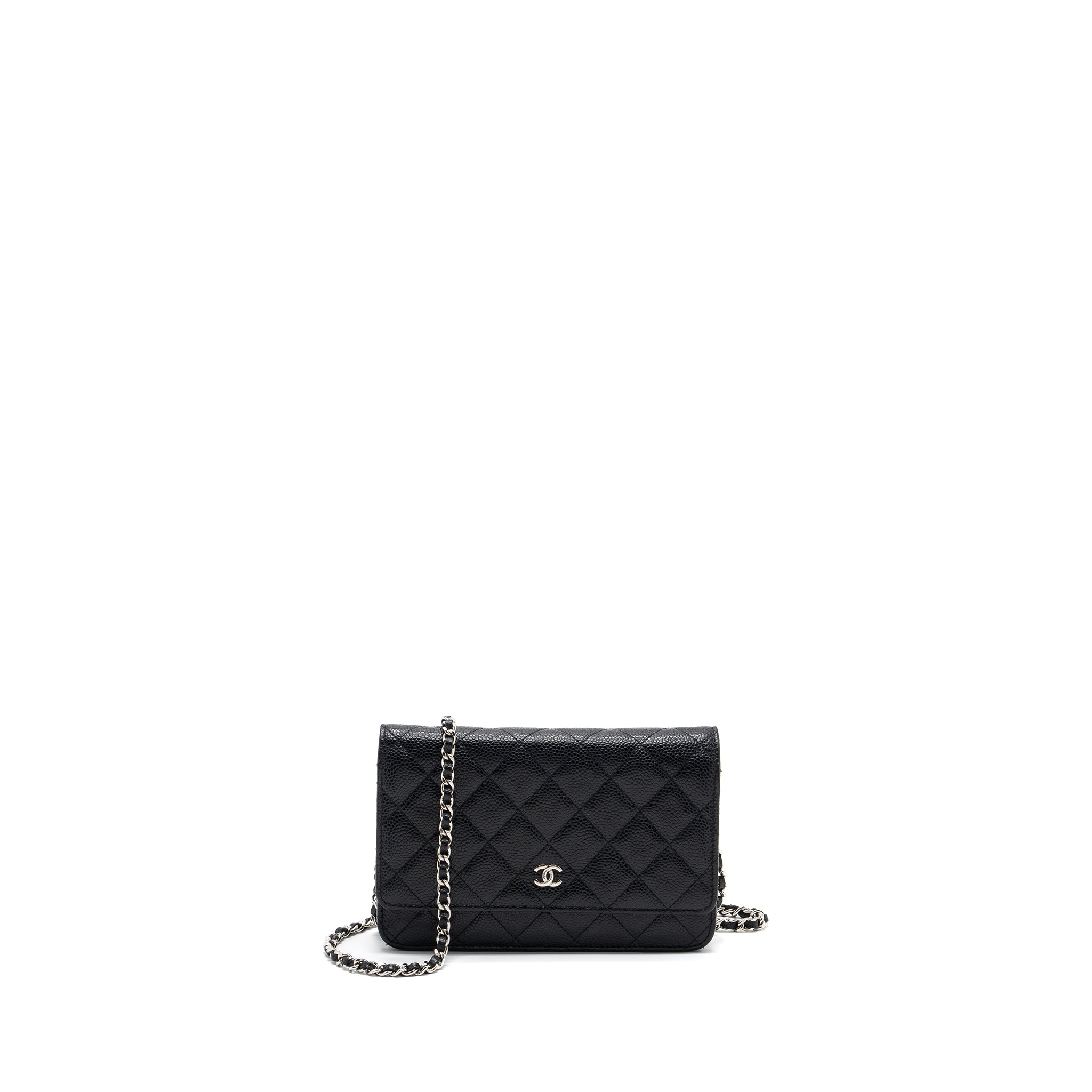 Chanel classic wallet on chain caviar black