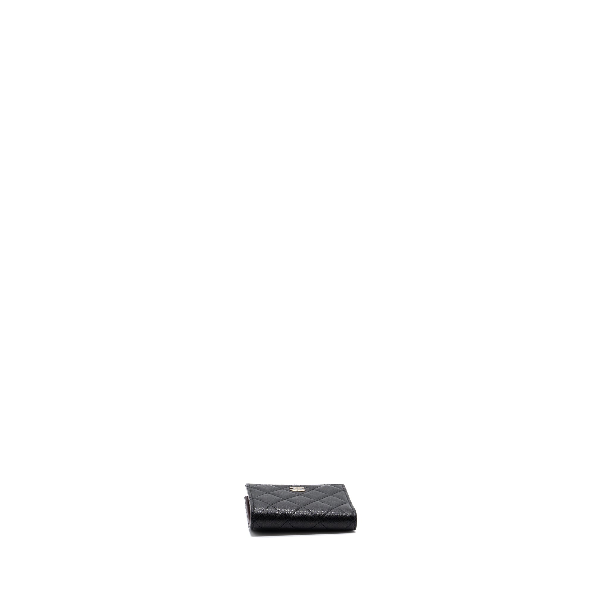 Chanel quilted fold wallet caviar black L (microchip)