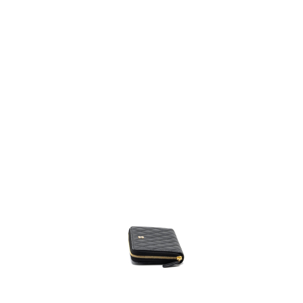 Chanel classic long zipped wallet caviar black  (microchip)