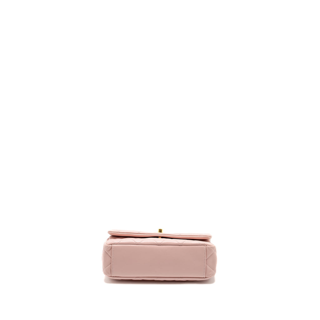 Chanel 22b Flap Bag with Gem Chain Lambskin Dust Pink  (microchip)
