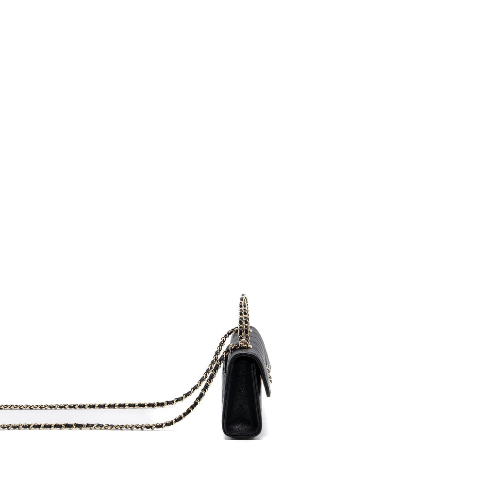 Chanel top handle mini flap bag with chain caviar black L (microchip)