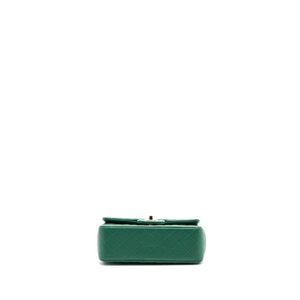 Chanel Top Handle Mini Flap Bag with Chain Lambskin Green L (Microchip)