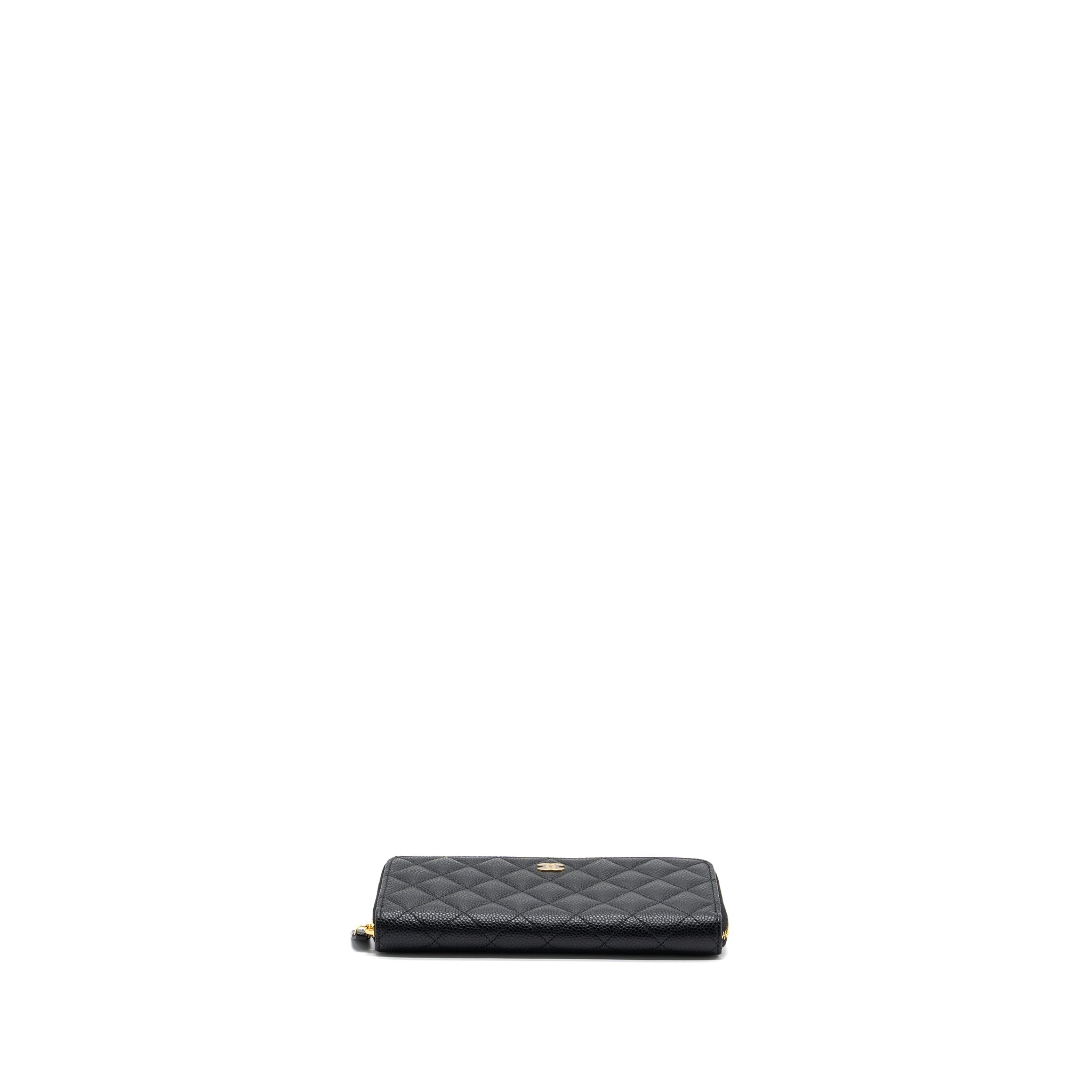 Chanel classic long zipped wallet caviar black  (microchip)